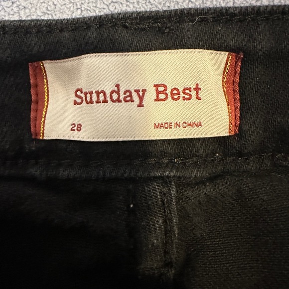 Sunday Best Denim Cut-Off Shorts Frayed Distressed High-Rise Black Women Size 28 - Picture 6 of 13